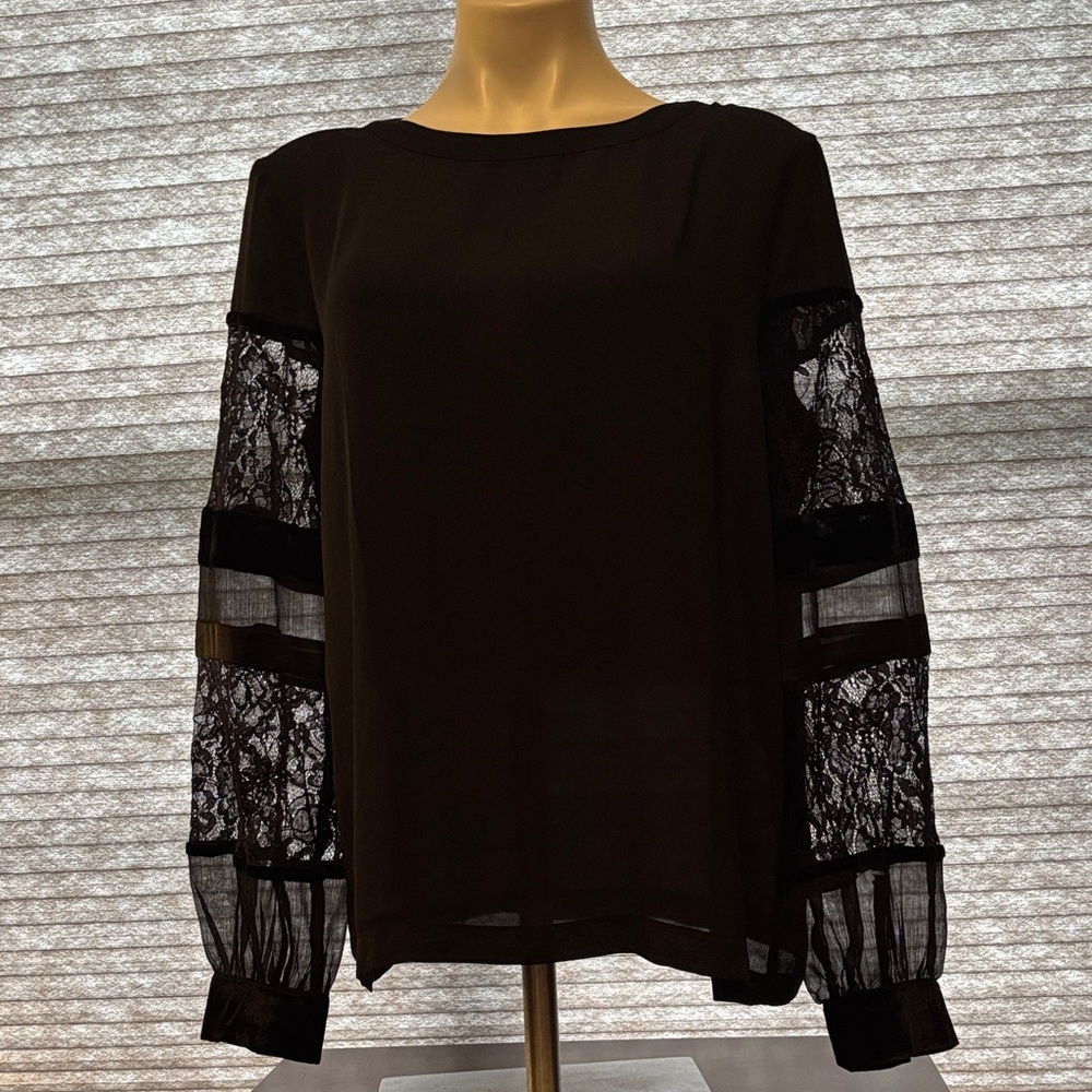 LOFT Black Lace Sleeve Blouse